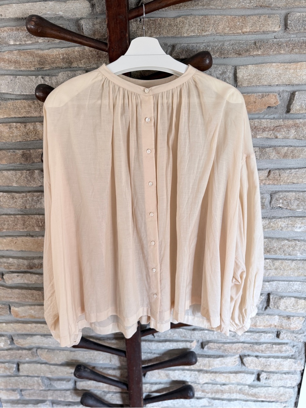 Doen Shell Gathered Peasant Jane Blouse